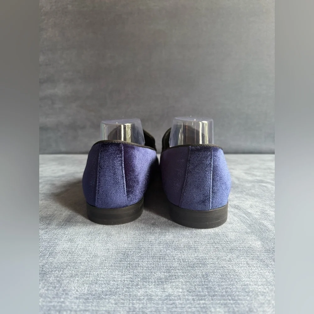 JF. J Ferrar Navy Velvet Slip On Loafers Mens SZ 10M Memory Foam Dressy Formal
